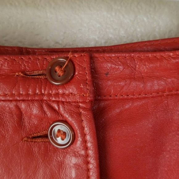 Freaking Rad Orange Vintage Leather Skirt - Picture 5 of 8